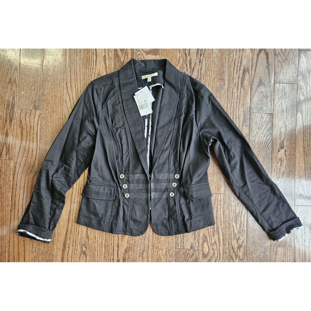 CAbi Military Style Jacket Black w/ Silver Buttons Style 329 Size 8 NEW NWT